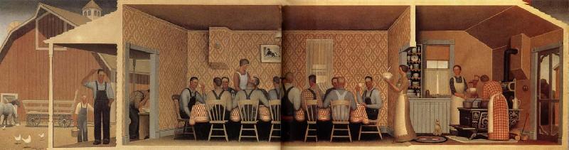 Grant Wood The Thresher-s supper oil painting image